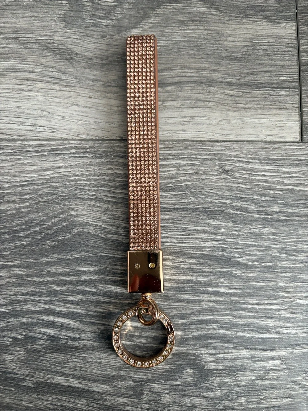 Rose Gold Crystal Wristlet Keychain